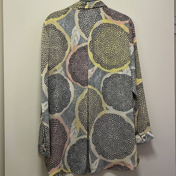 NWT NIC+ ZOE Tunic Style Long Sleeve Blouse Yellow Multi Color Print Size: M - Picture 2 of 13